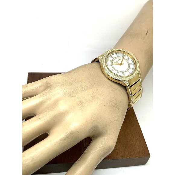Michael Kors Women's Watch MK3312 Kerry Mother of Pearl Quartz Gold Gemmed 37mm - Picture 4 of 13